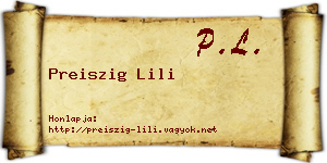 Preiszig Lili névjegykártya